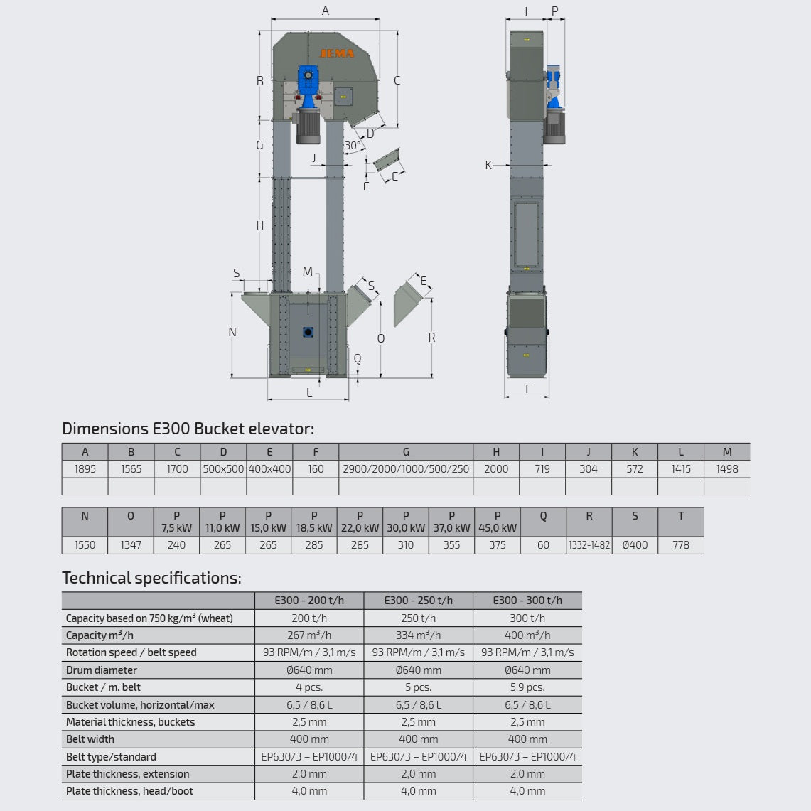 E300 Becherelevator - 200–300 t/h